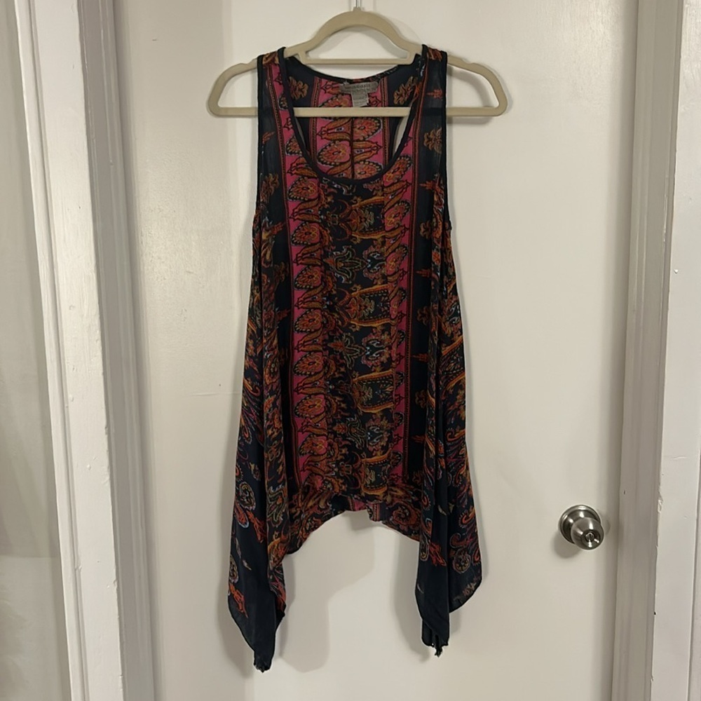 World Market S/M Boho Festival Grunge Uneven Hem Racerback Tank Altstyle 90s - Picture 10 of 10